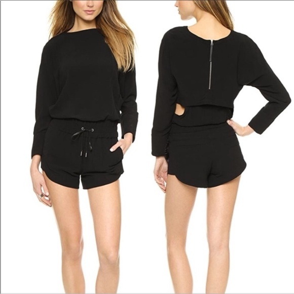 HELMUT LANG Crepe Romper Cutout Back Drawstring Axio Black Viscose Rayon S - Picture 3 of 15